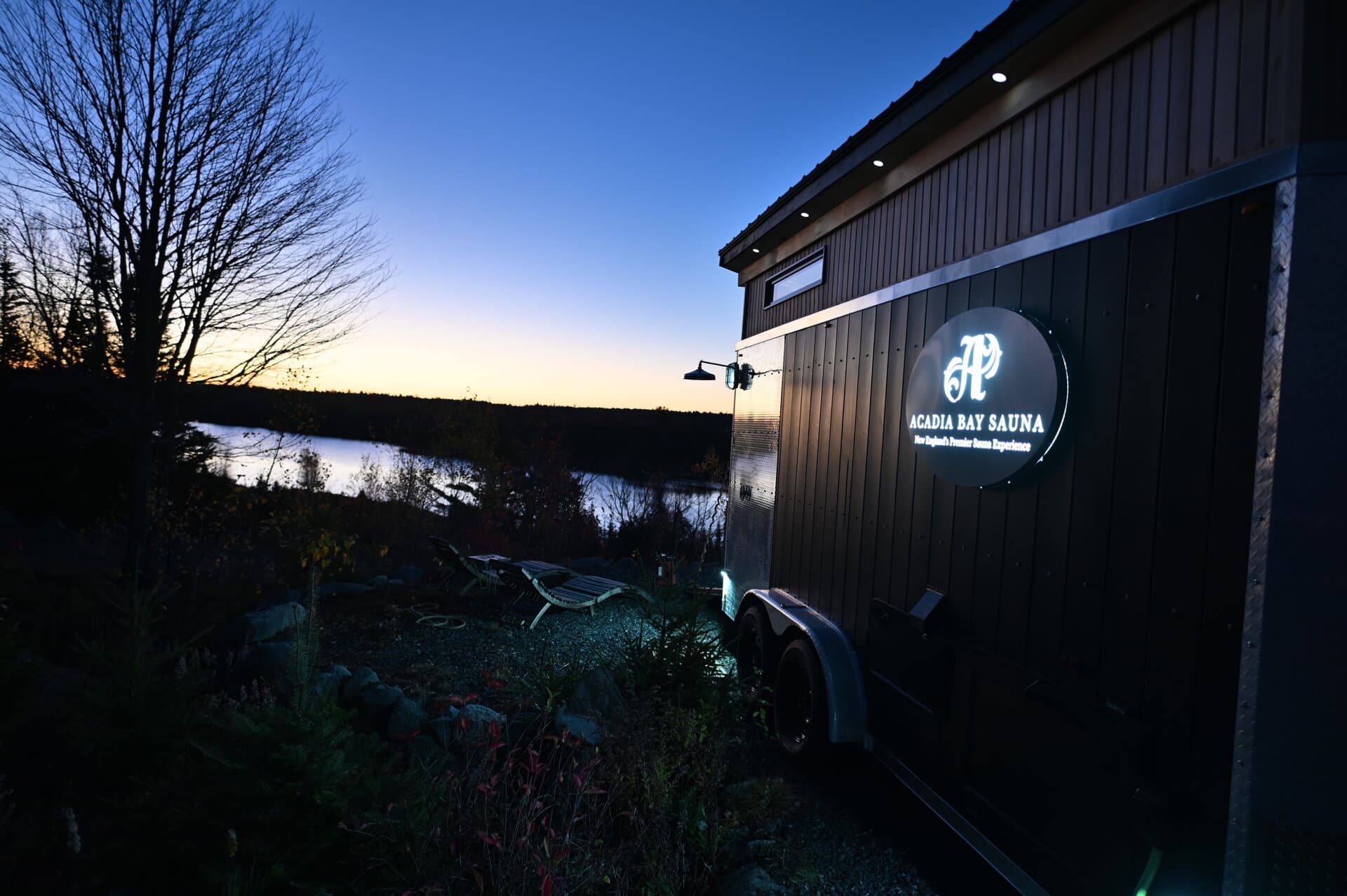 Sauna exterior twilight