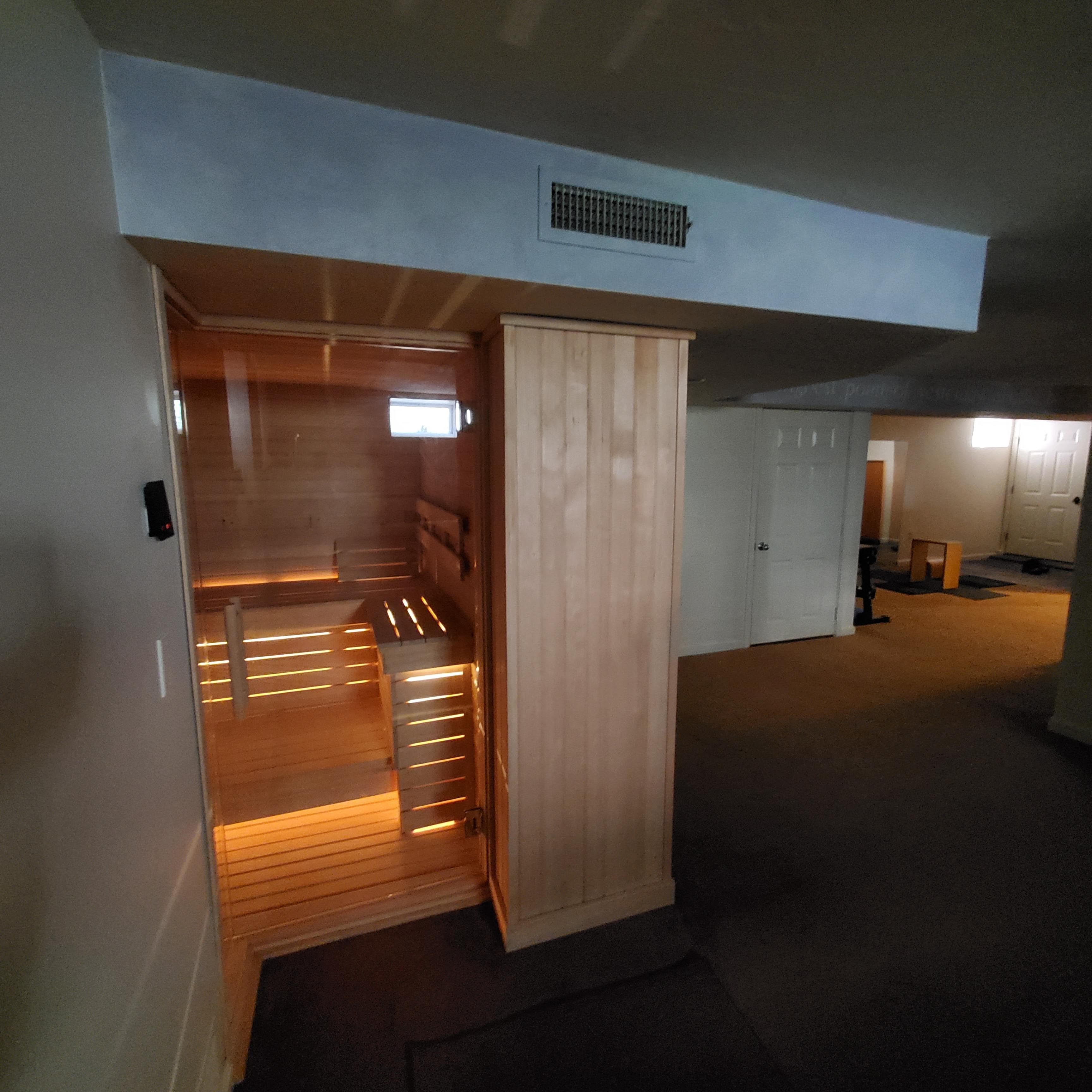Basement sauna installation with Harvia heater