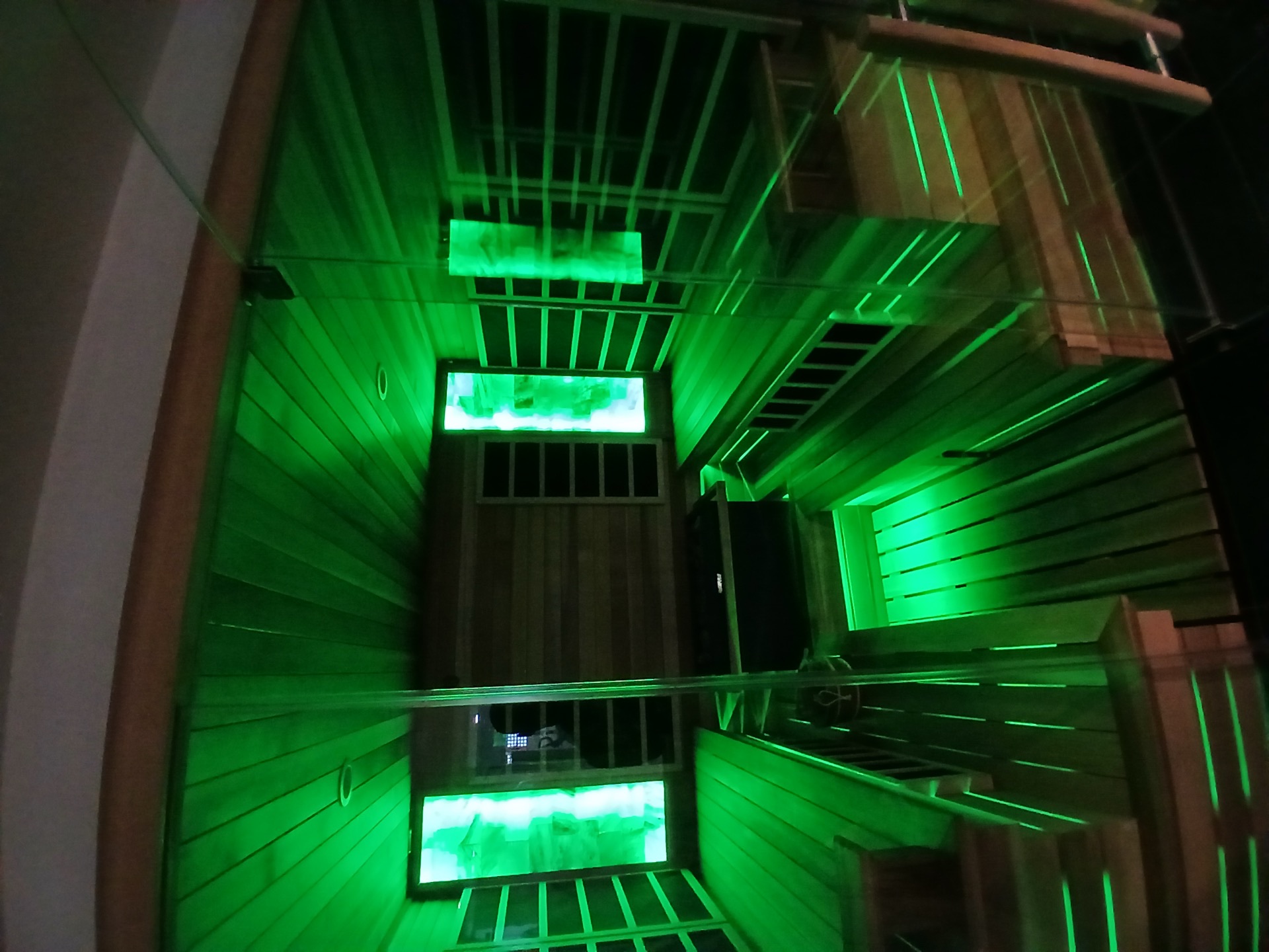 Infrared sauna with red light therapy panels