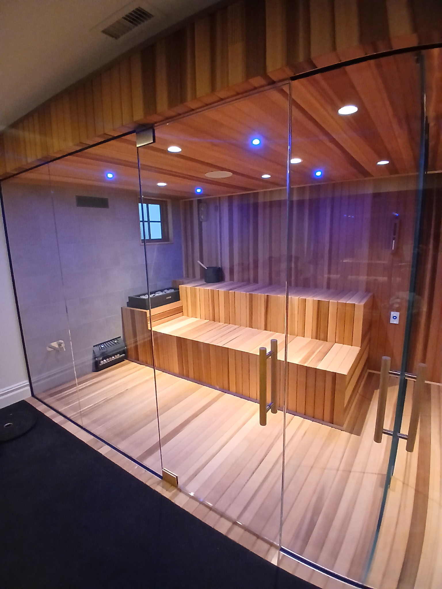 Sauna with glass door